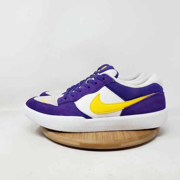 Nike SB Force 58 Shoes Mens 9.5 Purple White Yellow Suede Lace Up Low Sneakers - Picture 1 of 13